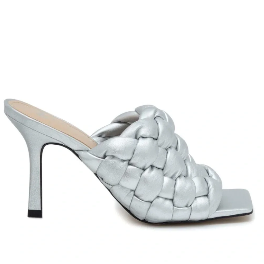 Marc Fisher Silver Metallic Heeled Sandals